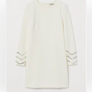 H&M long sleeve cream dress with gorgeous sleeve detail